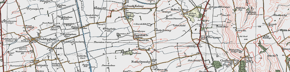 Old map of Thornton le Moor in 1923