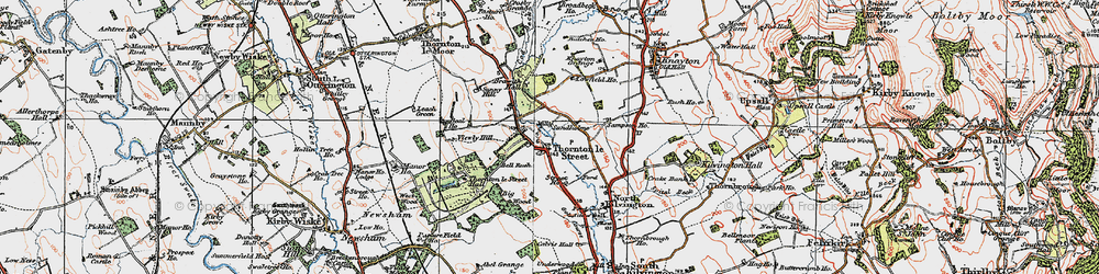 Old map of Thornton-le-Street in 1925