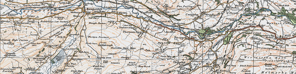 Old map of Aysgarth Moor in 1925