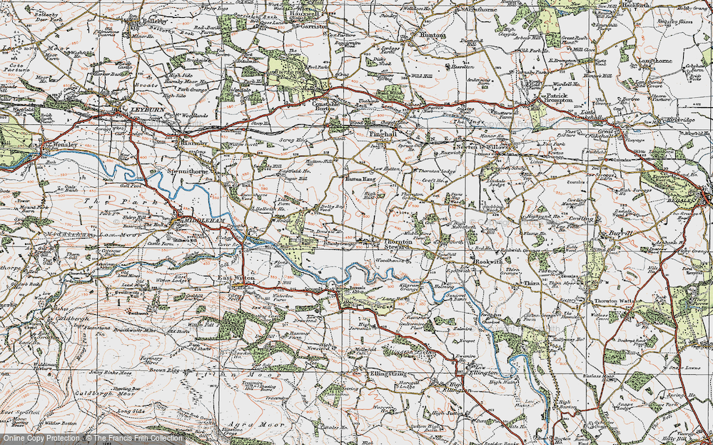 Old Map of Thornton Steward, 1925 in 1925