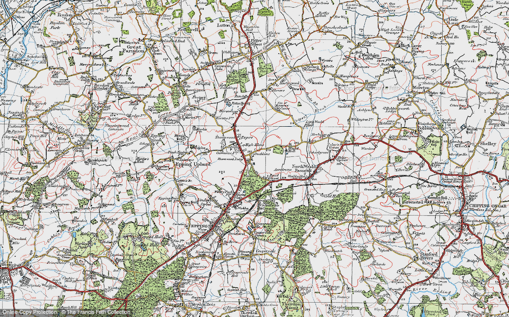 Old Map of Thornwood Common, 1920 in 1920