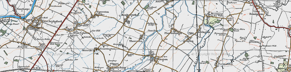 Old map of Thoroton in 1921