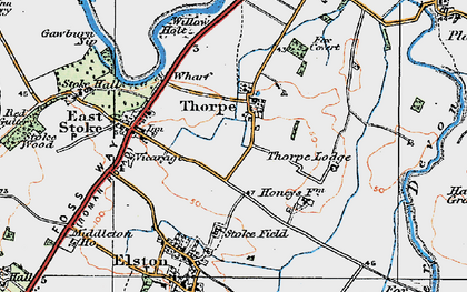 Old map of Thorpe in 1921