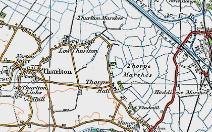 Old map of Thurlton Marshes in 1922