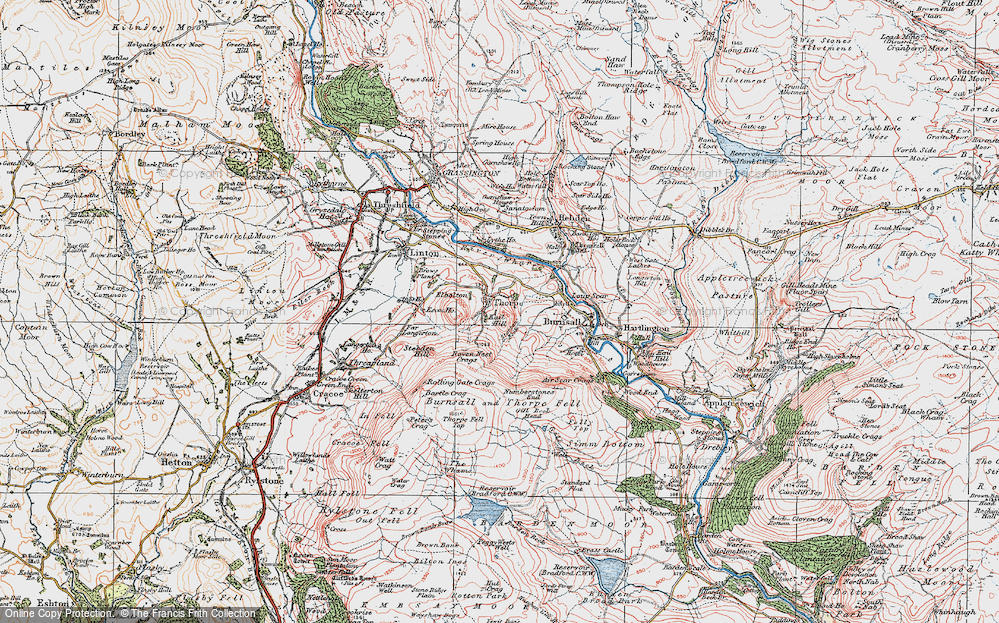 Old Map of Historic Map covering Air Scar Crags in 1925
