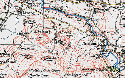 Old map of Burnsall and Thorpe Fell in 1925