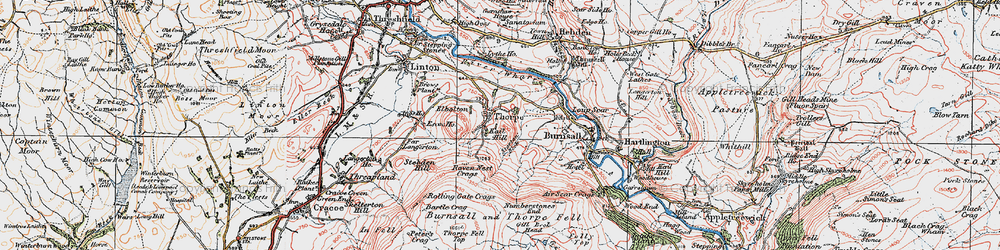 Old map of Air Scar Crags in 1925