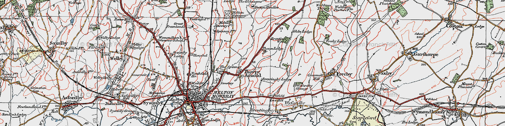 Old map of Brentingby Lodge in 1921