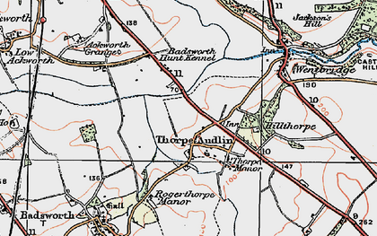Old map of Thorpe Audlin in 1925