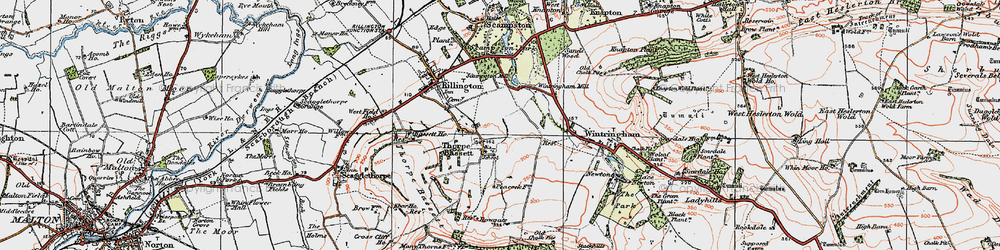 Old map of Thorpe Bassett in 1924