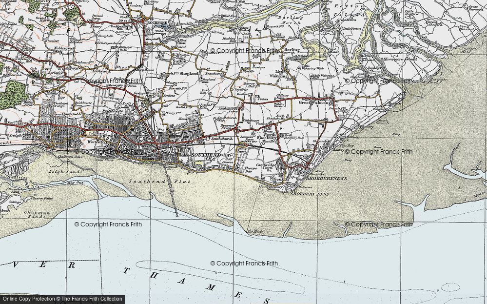 Old Map of Thorpe Bay, 1921 in 1921