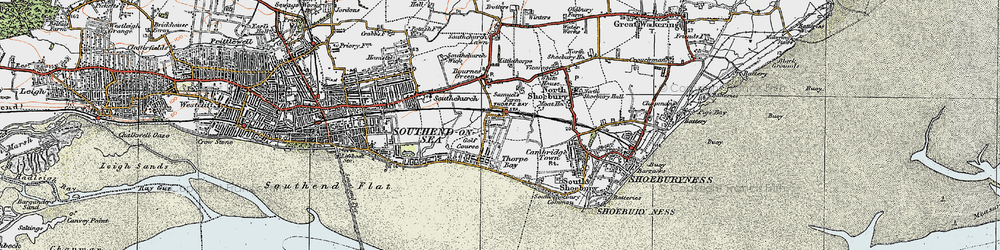 Old map of Thorpe Bay in 1921