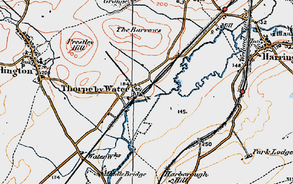 Old map of Thorpe by Water in 1921