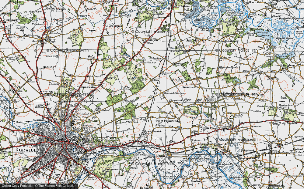 Old Map of Thorpe End, 1922 in 1922