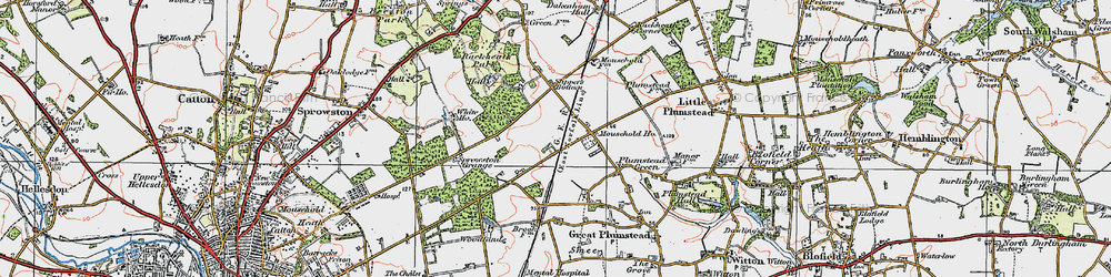 Old map of Thorpe End in 1922