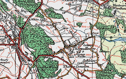 Old map of Thorpe Hesley in 1924