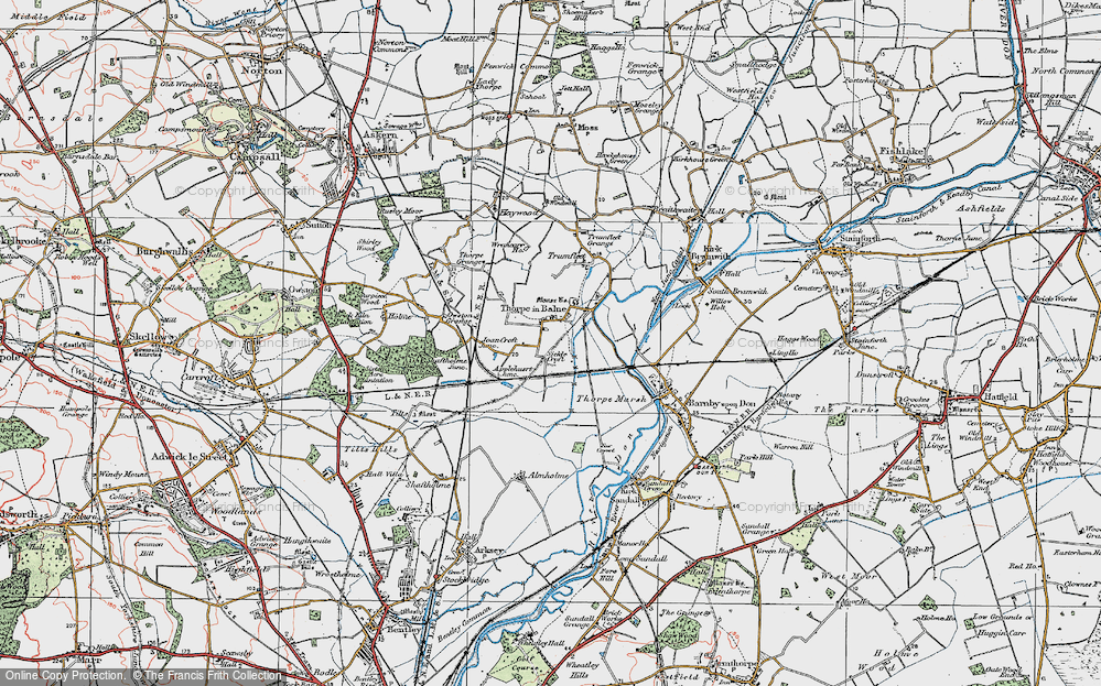 Old Map of Thorpe in Balne, 1923 in 1923
