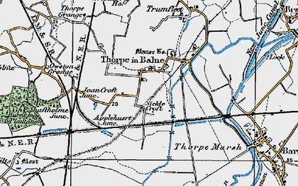 Old map of Thorpe in Balne in 1923