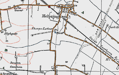 Old map of Thorpe Latimer in 1922