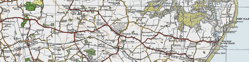 Old map of Thorpe-le-Soken in 1921