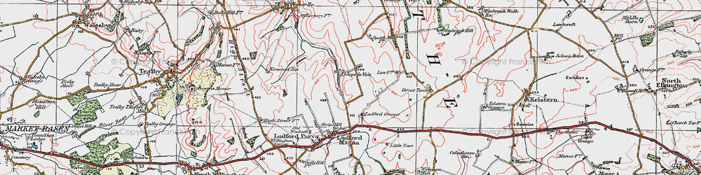 Old map of Thorpe le Vale in 1923