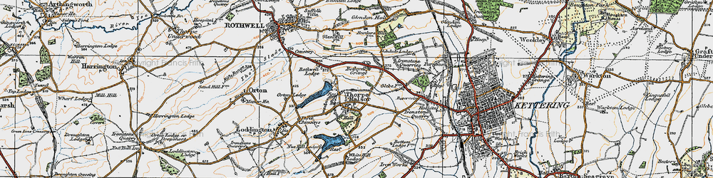 Old map of Thorpe Malsor in 1920