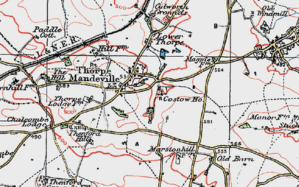 Old map of Thorpe Mandeville in 1919