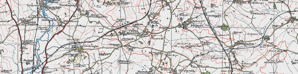 Old map of Thorpe Mandeville in 1919