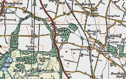 Old map of Thorpe Market in 1922