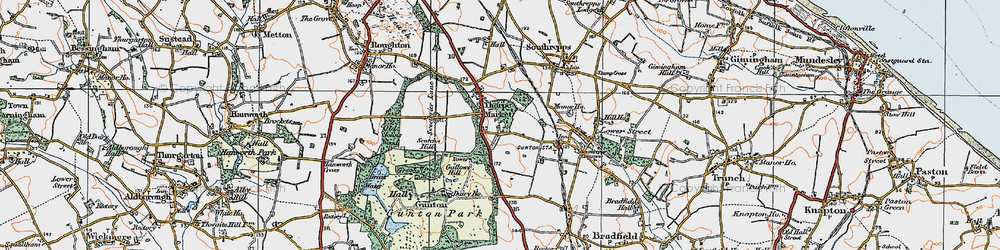 Old map of Thorpe Market in 1922