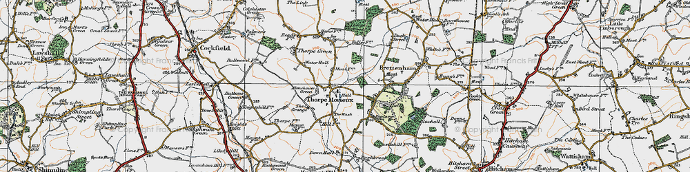 Old map of Thorpe Morieux in 1921