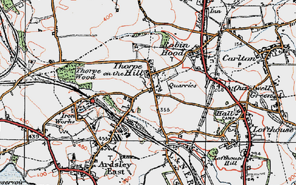 Old map of Thorpe on The Hill in 1925