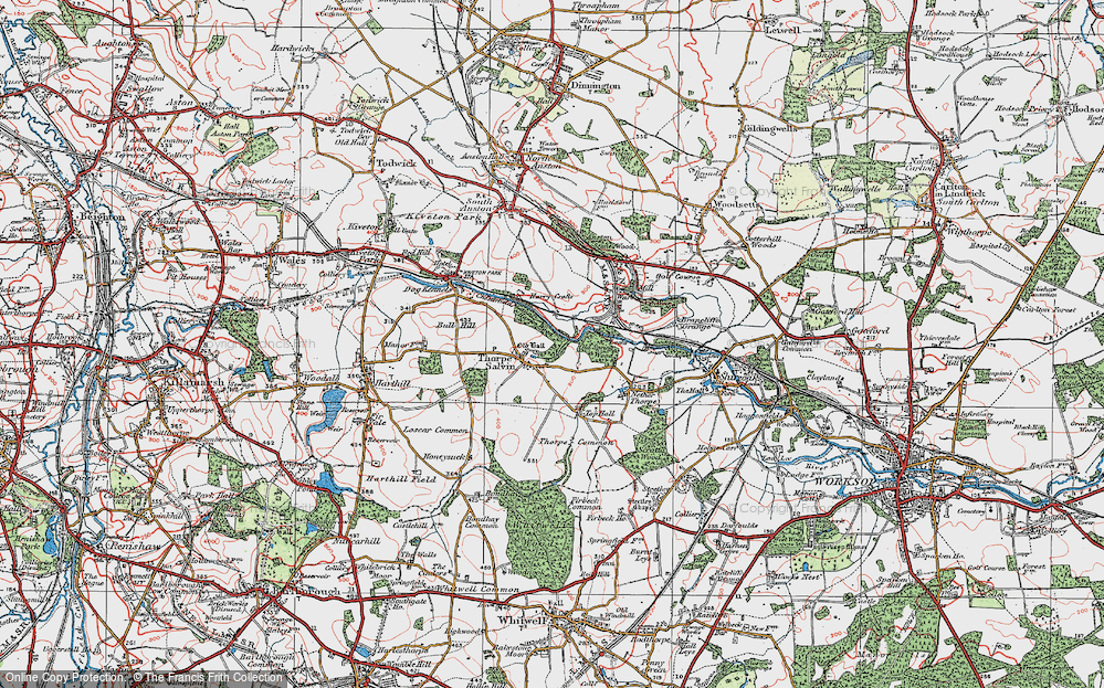 Old Map of Thorpe Salvin, 1923 in 1923