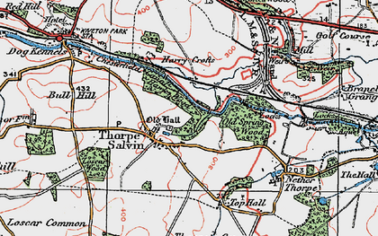 Old map of Thorpe Salvin in 1923