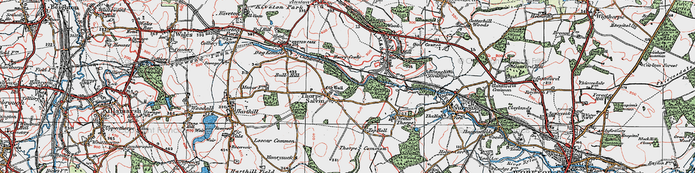 Old map of Thorpe Salvin in 1923