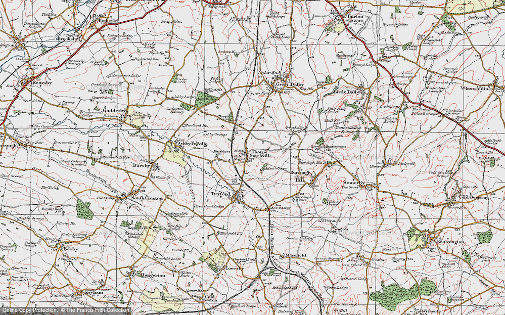 Old Map of Thorpe Satchville, 1921 in 1921