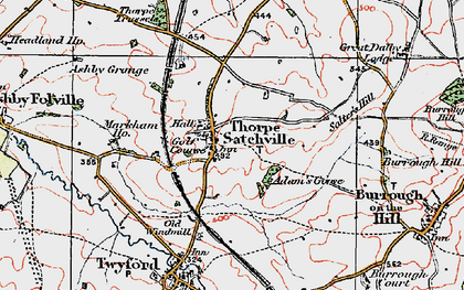 Old map of Thorpe Satchville in 1921