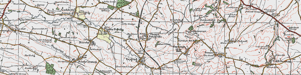 Old map of Thorpe Satchville in 1921
