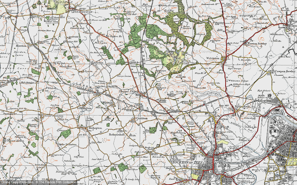 Old Map of Thorpe Thewles, 1925 in 1925