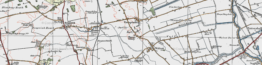 Old map of Thorpe Tilney in 1923