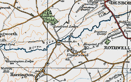 Old map of Thorpe Underwood in 1920
