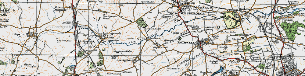 Old map of Thorpe Underwood in 1920
