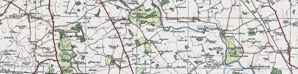 Old map of Thorpe Underwood in 1925