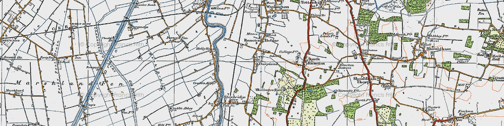Old map of Thorpland in 1922