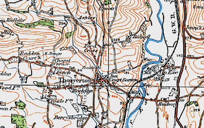 Old map of Thorverton in 1919