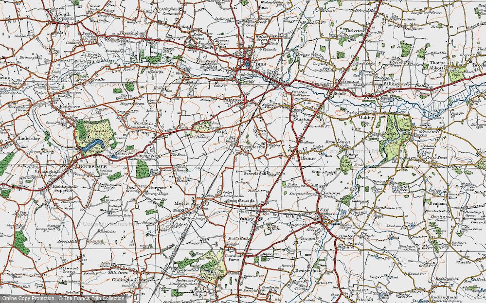 Old Map of Thrandeston, 1921 in 1921