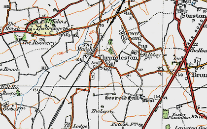 Old map of Thrandeston in 1921