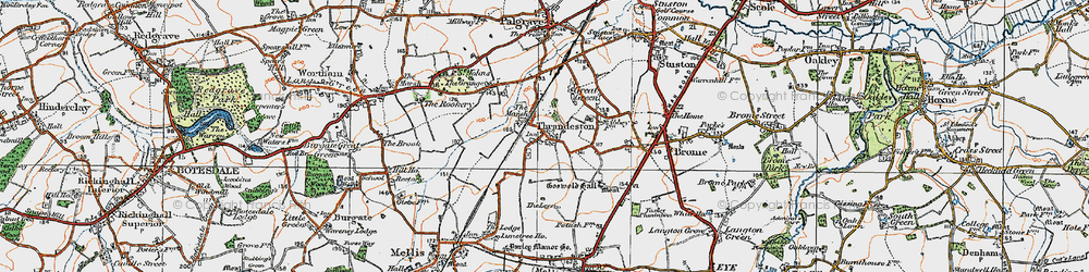 Old map of Thrandeston in 1921