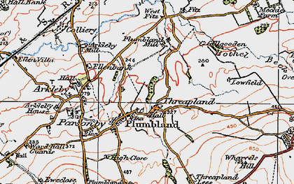 Old map of Threapland in 1925