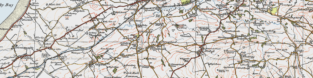 Old map of Threapland in 1925
